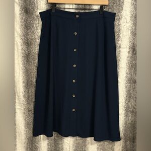 Lauren Conrad Navy Button-Front A-Line Skirt size XL